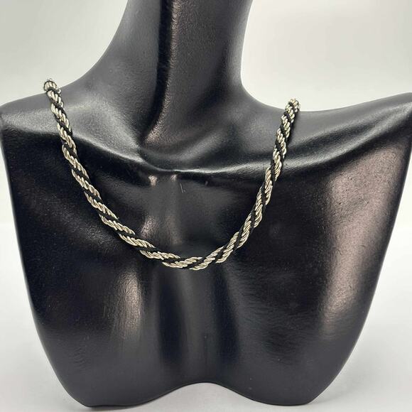 Silver & Black Twist Chain Necklace - Picture 1 of 3